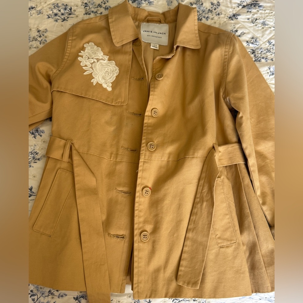 Janie and Jack Tan Jacket with Floral Detail
